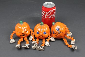 Really Cute Handmade Ceramic Pumpkin Figures Pipe Cleaner Legs Halloween