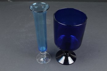 Two Interesting Vintage Blue Glasses