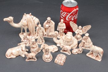 17 Handmade Ceramic Nativity Figures - Signed