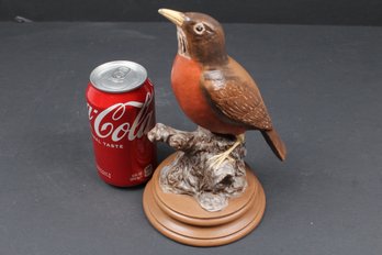 Hand Painted Ceramic Bird Robin Statue Figure