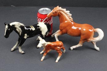 2 Vintage Ceramic Horses - Japan And One Ceramic Beswick Calf