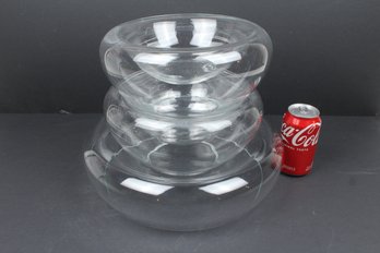 3 Interesting Large Clear Glass Bowls