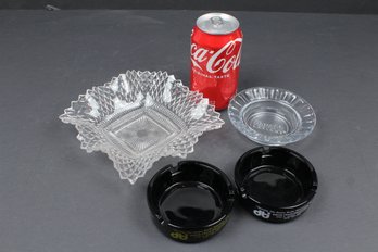 Lot Of 4 Vintage Ashtrays Glass And Ceramic - Casino - Heavy Equipment