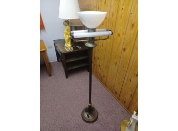 Art Deco Antique Metal Floor Lamp With Florescent Bulbs