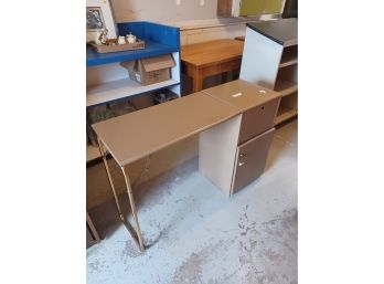 Vintage Mid Century Metal Folding Desk File Cabinet