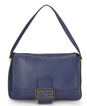 Authentic Large FENDI Pre-Loved Blue Leather Forever Mama, Blue