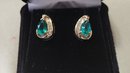 14k Emerald Diamond Earrings
