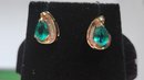 14k Emerald Diamond Earrings