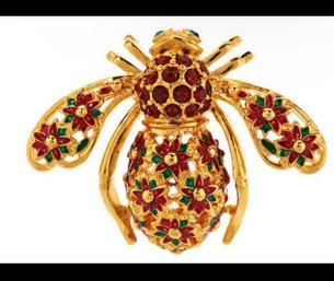 Joan Rivers Christmas Flower POINSETTIA BEE PIN