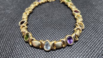 14k Vanis Multi Gemstone Bracelet 7 Inches 15.65 Grams