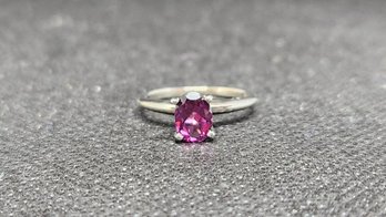 14k White Gold Rhodolite Garnet Ring