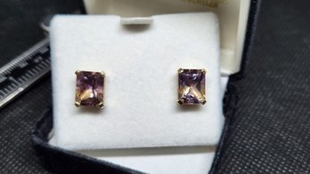 14k 7 Carat Aaa Ametrine Earrings Basket Setting Push Back