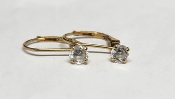 14k CZ Lever Back Earrings 1 Gram