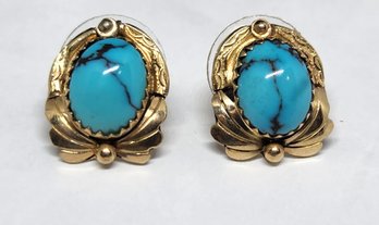 Indigenous 14k Turquoise Earrings Joe Tso