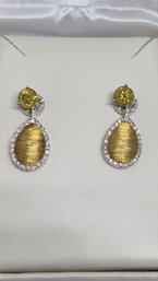 IGL Certified 14k White Gold 1.20 Carat Natural Canary Diamond Earrings