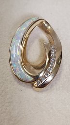 14k Opal Diamond Slider Pendent