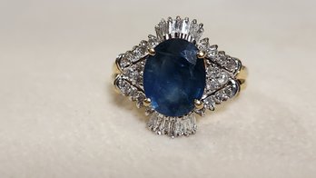 14k Sapphire Diamond Ring 6.5