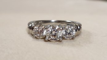 Platinum Pt950 1.70 Carat Three Stone Diamond Ring Size 5.5