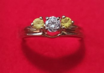 14k .85 Diamond And Yellow Sapphire Ring Size 7