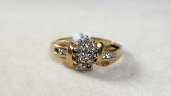 14k Diamond Cluster Ring Size 8 3.15 Grams (missing 3 Stones**)