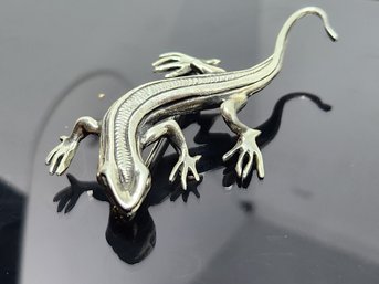 Realistic Southwest Sterling Silver Gecko Lizard Brooch