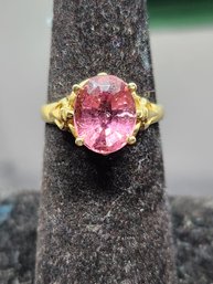 14K Solid Gold Pink Tourmaline Lady's Ring