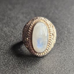 Sterling Silver Open Filligree Moon Stone Ring