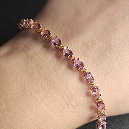 10K Pink Topaz Bracelet 7.25 Inches Long