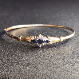 Beautiful Vintage 10k Sapphire Diamond Bangle