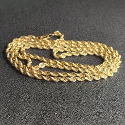 10k 3mm Twisted Rope Necklace 24 Inches Long