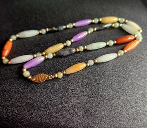 Multi-Color Jade Necklace 18' Long 14k Yellow Gold Clasp