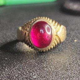 Vintage Mens 14k Ruby Cabochon Ring Size 10