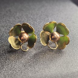 Verified Unsigned Cartier Shamrock Earrings 14k