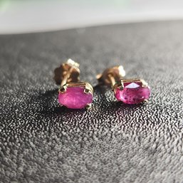 14k .50 Cttw Natural Ruby Stud Earrings