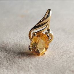 14k Yellow Gold Oval Citrine Pendent