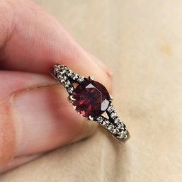 Certfied 14k White Gold Pink Tourmaline Diamond Ring Size 5.25