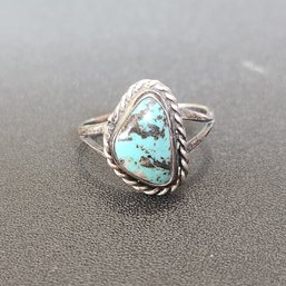 Native American Sterling Silver Turquoise Ring Size 8