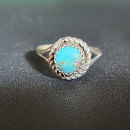 Native American Sterling Silver Turquoise Ring Size 7.5