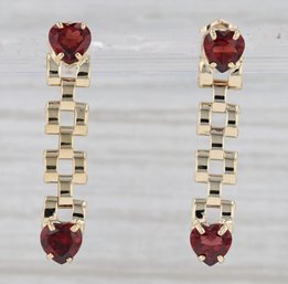 14k Garnet Heart Dangle Earrings 3.12 Grams