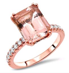 14k Rose Gold 3.0 Carat Champagne Morganite Size 4.5