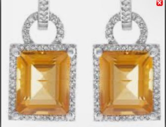 14k White Gold Citrine Diamond Earrings
