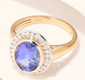 14k 2.75 Carat Tanzanite Diamond Halo Ring Size 8