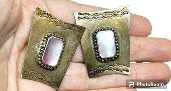 Sterling Large Bima Rose Quartz Clip On Earrings