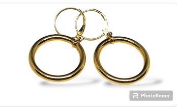 14k Lever Back Drop Tubular Hoop Earrings 2.25 Gram