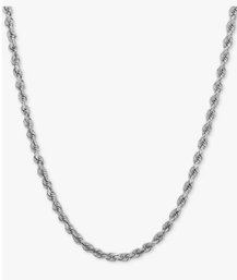14K White Gold Diamond Cut Rope Chain Necklace