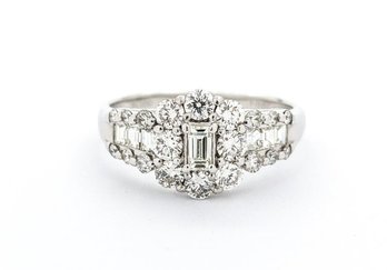 1ctw Cluster Diamond Ring In Platinum Size 5.25