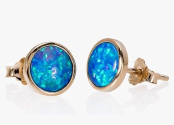14k Rose Gold Bezel Set Opal Earrings