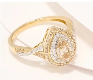 14k Affinity Diamonds Pear Champagne 0.95cttw Ring