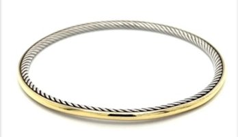 ESTATE DAVID YURMAN TWO TONED BANGLE STERLING AND 18K GOLD