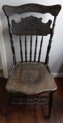 Vintage Ornate Press Back Wooden Chair